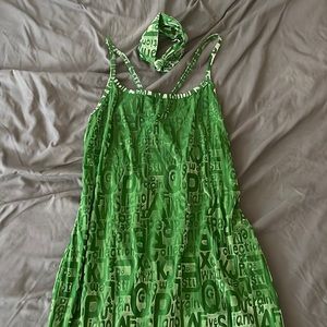 Grass Wordy Strappy Maxi Dress with neck scarf
1X